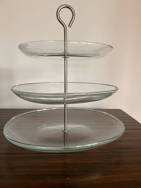 3-Tier Glass Serving Stand - Clear Glass minimalist modern